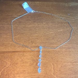 Nadri Frolic Linear NWT Necklace RHODIUM and CZ